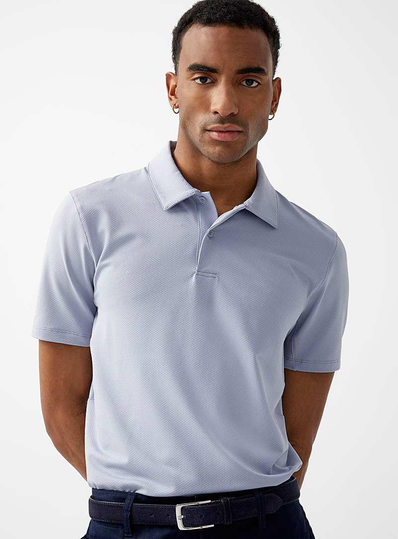 Le 31 Baby Blue Textured stretch microfibre polo Innovation collection for men
