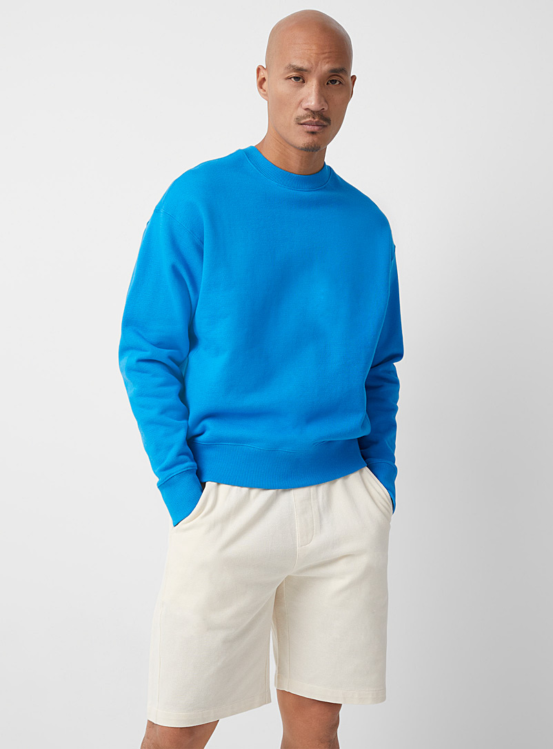 Le 31 Blue Cropped French terry sweatshirt for men