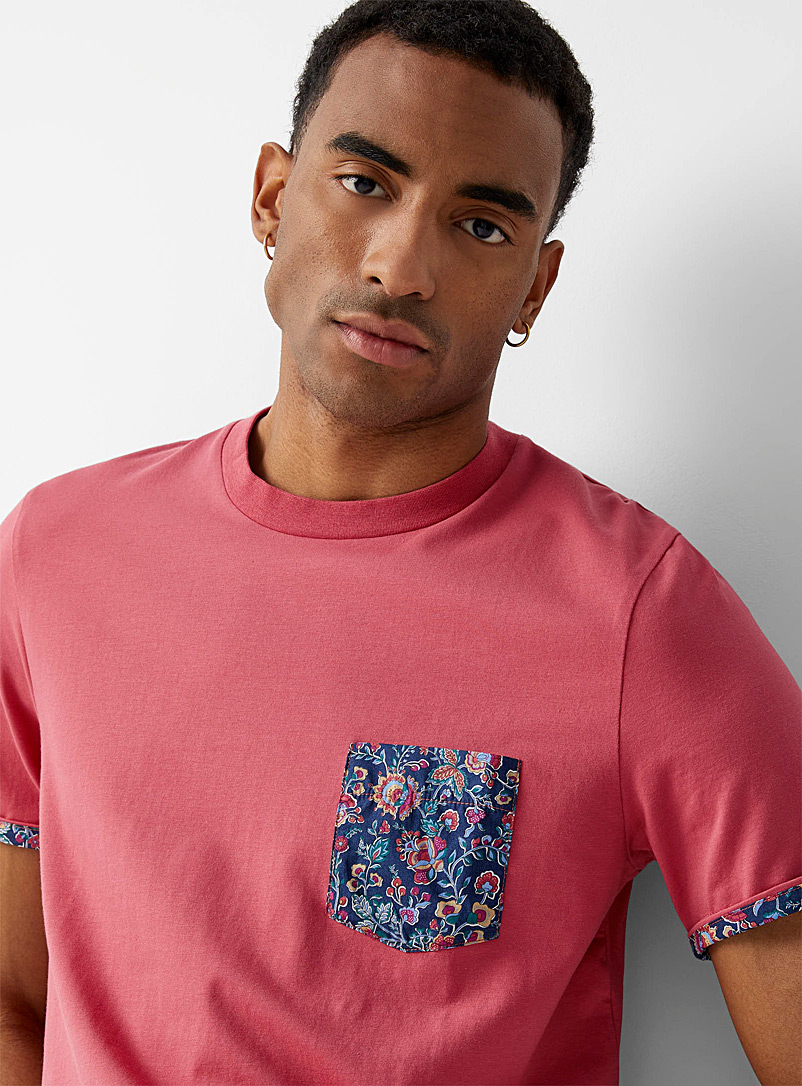 Le 31 Red Floral pocket T-shirt Made with Liberty Fabric for men