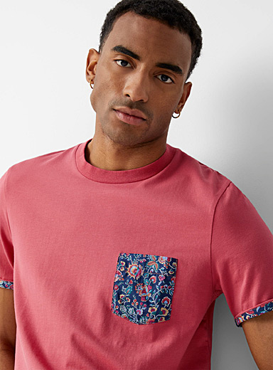 Le 31 Red Floral accent T-shirt Made with Liberty Fabric for men