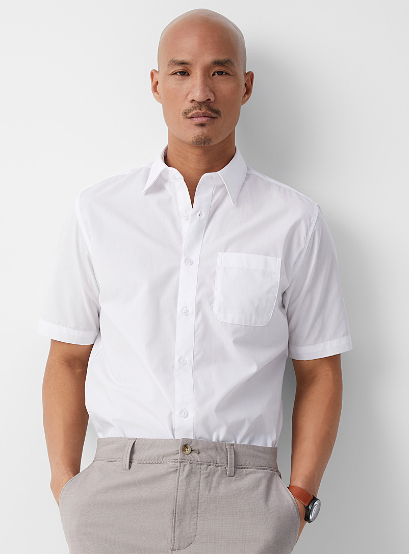 Le 31 White Colourful eco-friendly shirt Modern fit for men