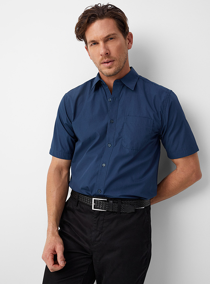 Le 31 Marine Blue Colourful eco-friendly shirt Modern fit for men
