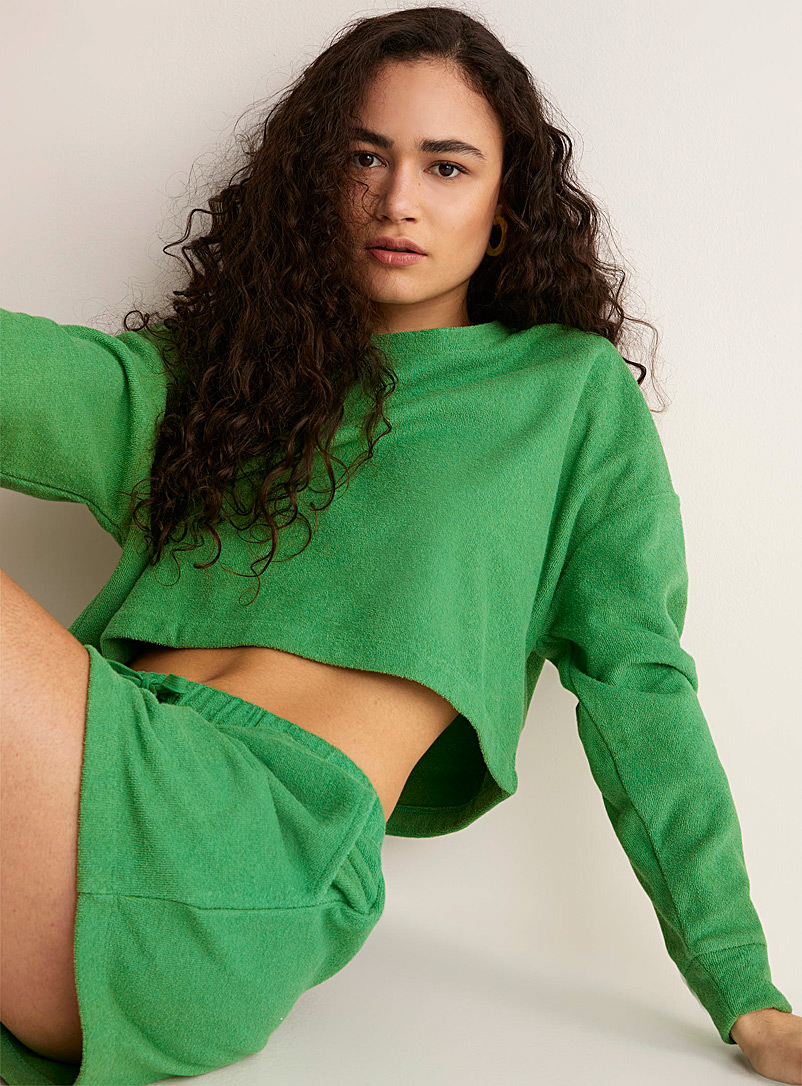 Simons Green Cropped terry sweatshirt for women