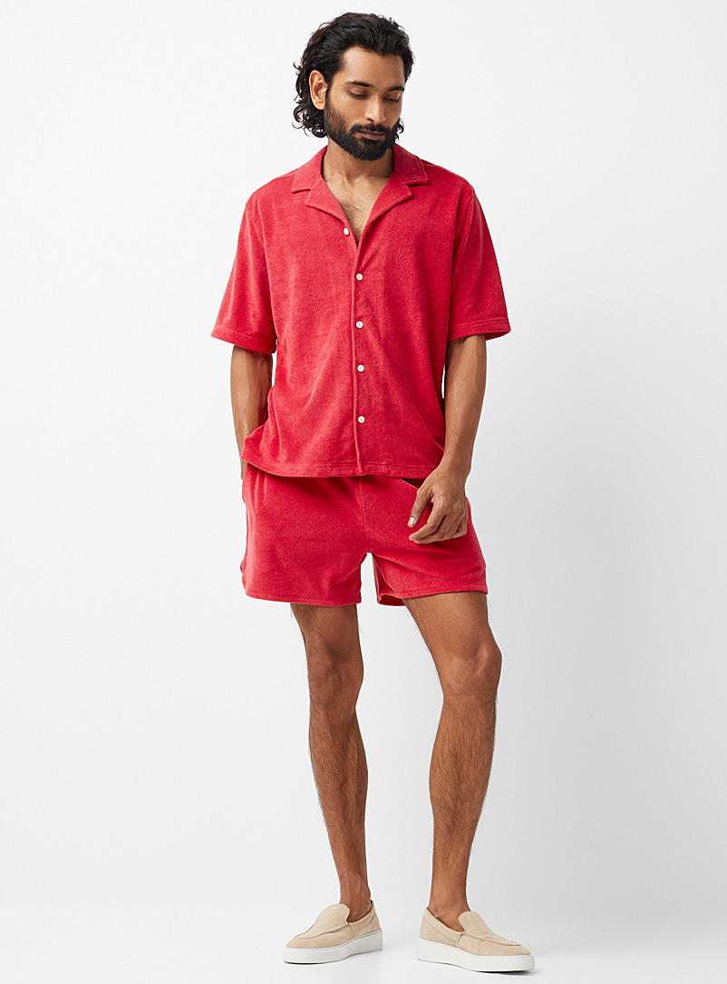 Le 31 Red Comfort terry short for men
