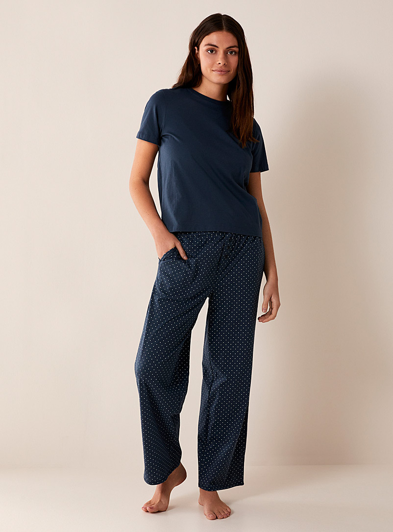 Miiyu Indigo/Dark Blue Organic cotton essential lounge T-shirt for women