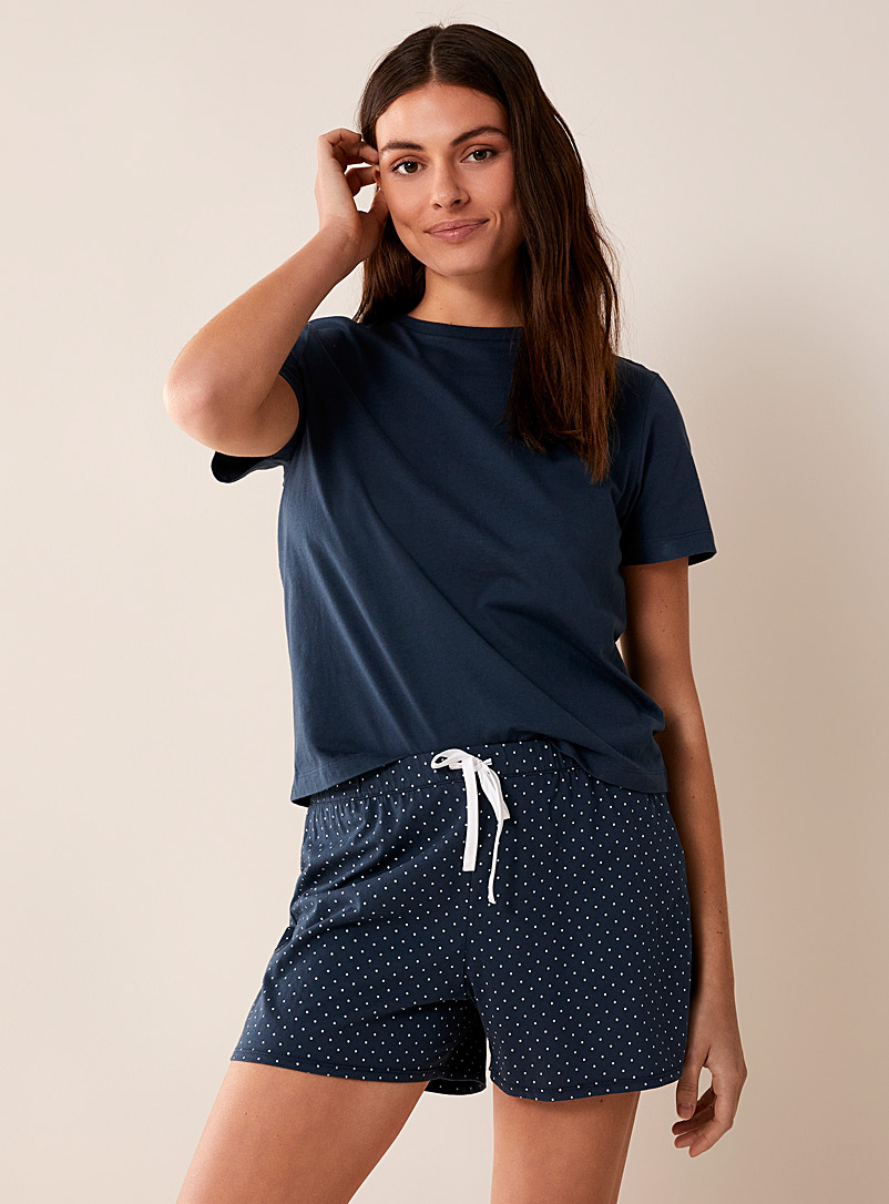 Miiyu Dark Blue Organic cotton lounge shorts for women