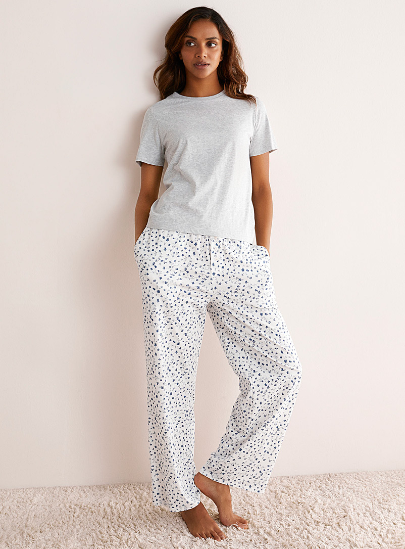 Miiyu Marine Blue Organic cotton patterned lounge pant for women