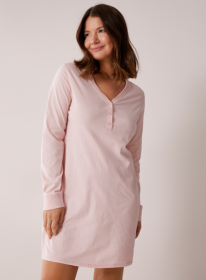 Miiyu Pink Organic cotton buttoned nightie for women