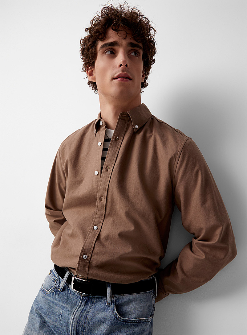 Le 31 Brown Oxford shirt Comfort fit for men