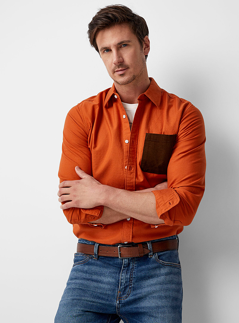 Le 31 Orange Heritage Oxford shirt Modern fit for men