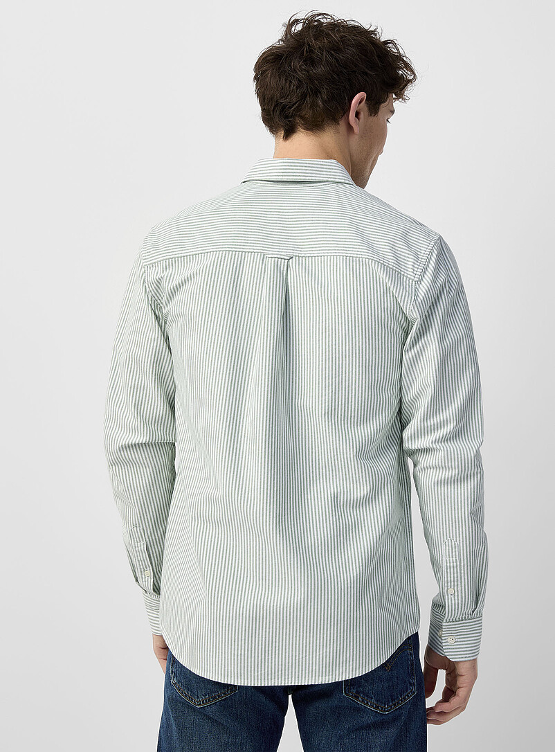 Le 31: La chemise oxford ray&eacute;e <b>Coupe moderne</b> Vert pour homme