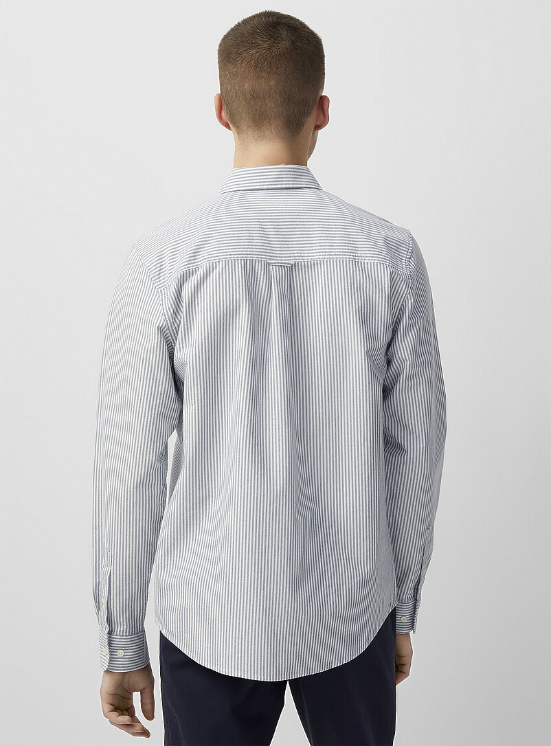 Le 31: La chemise oxford ray&eacute;e <b>Coupe moderne</b> Vert pour homme