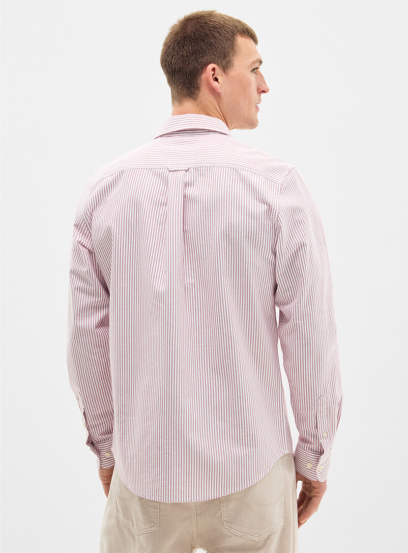 Le 31: La chemise oxford ray&eacute;e <b>Coupe moderne</b> Vert pour homme