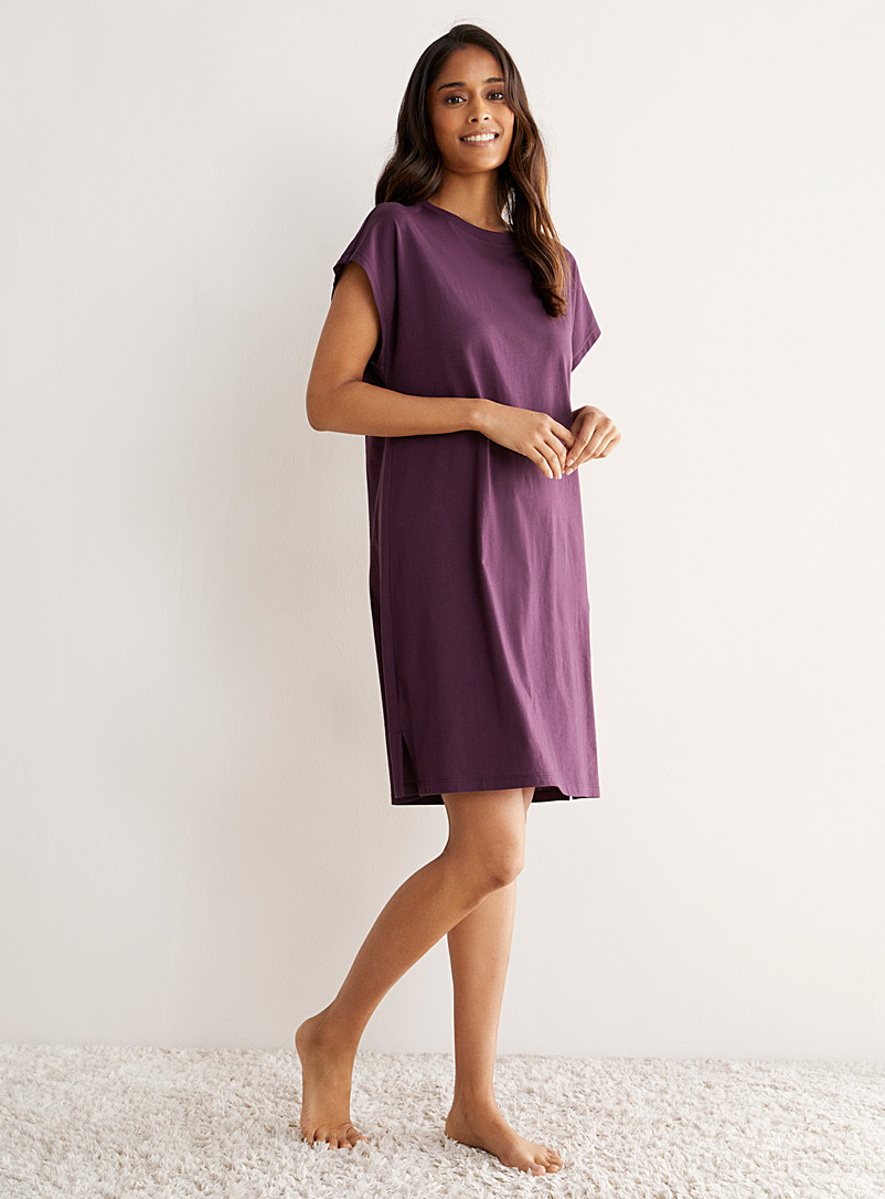Miiyu Dark Crimson Organic cotton cap-sleeve nightgown for women