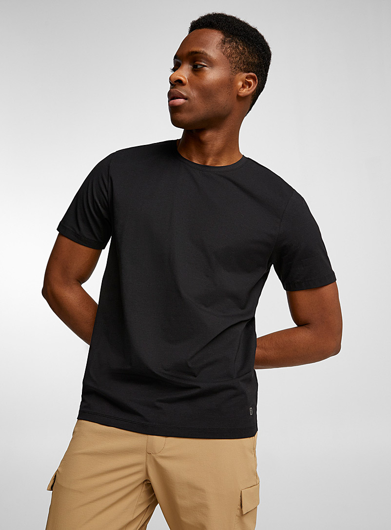 I.FIV5: Le t-shirt extensible coton et lyocell Noir pour homme