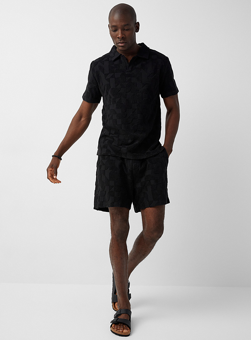 Le 31 Black Terry-flower short for men