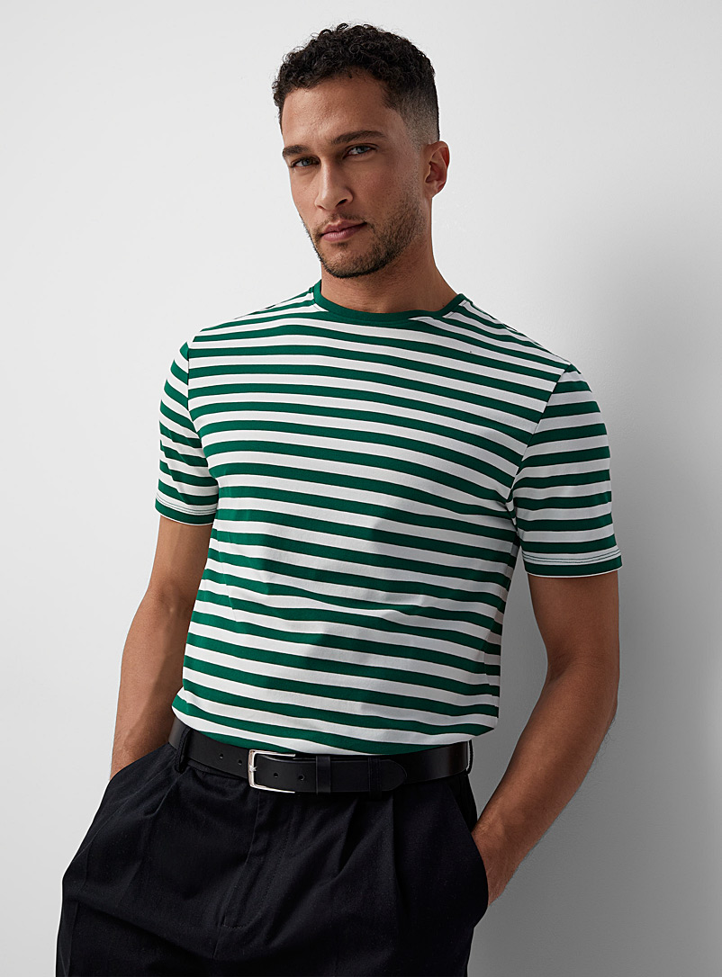 Le 31 Green Nautical stripe SUPIMA® cotton T-shirt for men