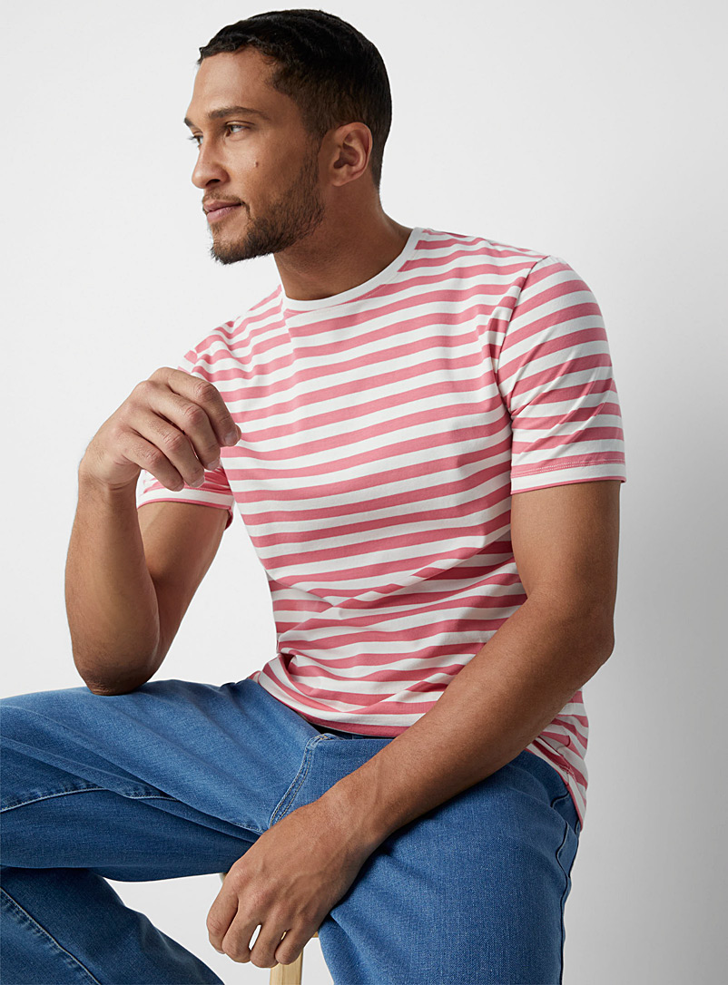 Le 31 Pink Nautical stripe SUPIMA® cotton T-shirt for men