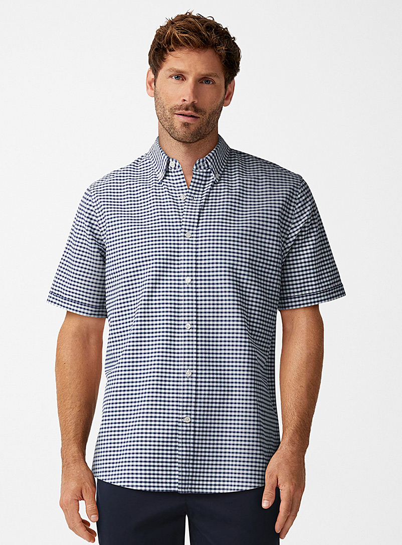 Le 31 Blue Gingham Oxford shirt Modern fit for men