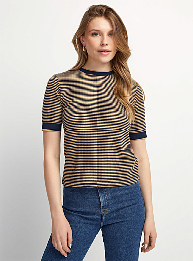 T-shirt Femme à Rayures Galon - Style Décontracté Et Moderne - Cencil