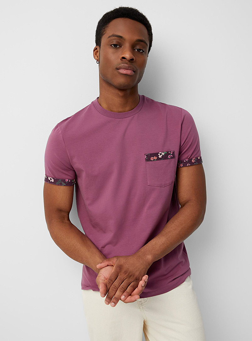 Le 31 Mauve SUPIMA® cotton floral accent T-shirt Made with Liberty Fabric for men