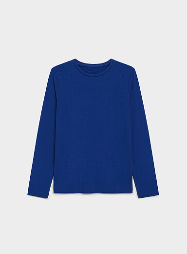 Contemporaine: Le t-shirt manches longues coton SUPIMA<sup><small>MD</small></sup> Bleu fonc&eacute; - Indigo pour femme