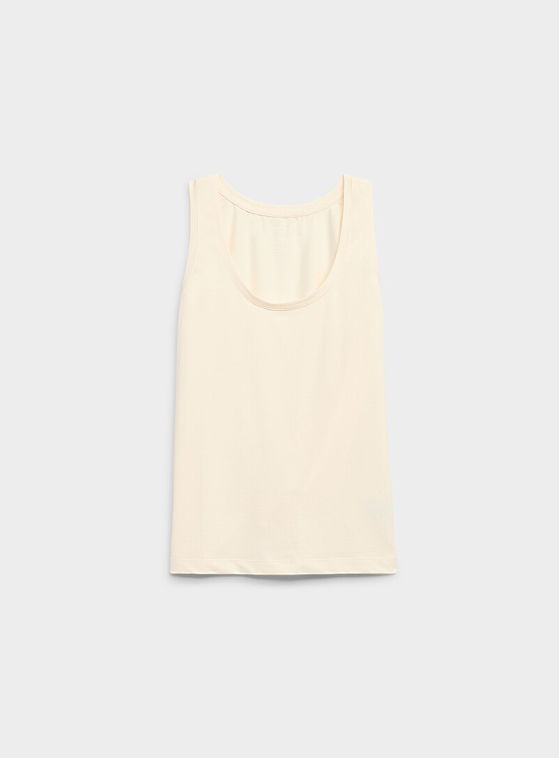 Contemporaine Patterned Green SUPIMA&reg; cotton scoop-neck cami for women