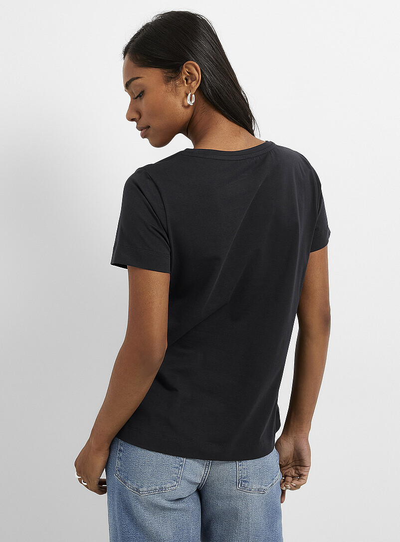 Contemporaine Ecru/Linen SUPIMA&reg; cotton crew-neck T-shirt for women