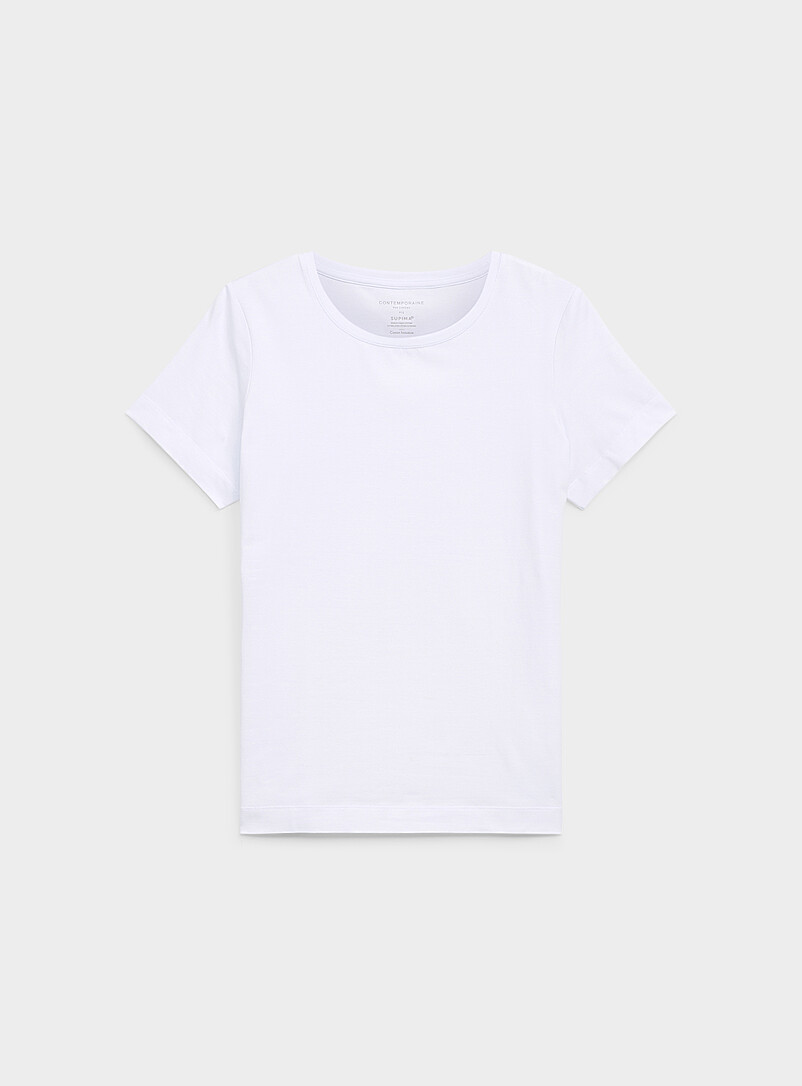 Contemporaine: Le t-shirt col rond coton SUPIMA<sup>MD</sup> &Eacute;cru - Lin pour femme