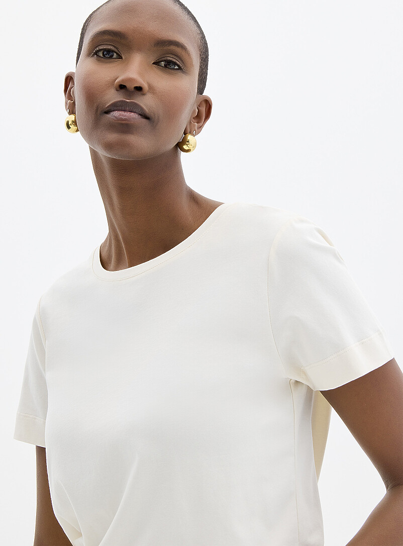 Contemporaine: Le t-shirt col rond coton SUPIMA<sup>MD</sup> &Eacute;cru - Lin pour femme