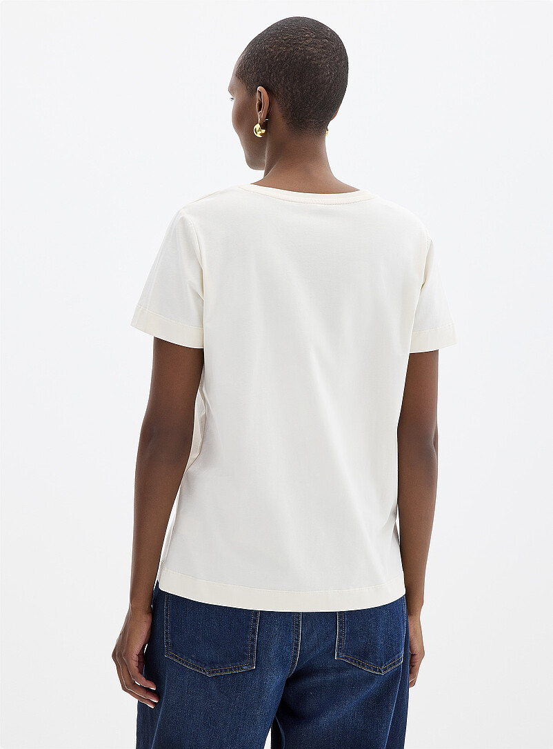 Contemporaine Ecru/Linen SUPIMA&reg; cotton crew-neck T-shirt for women