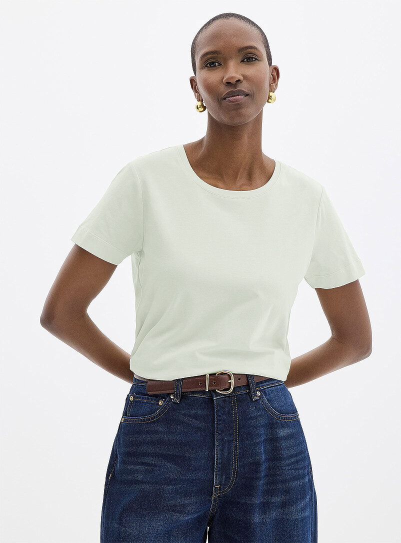 Contemporaine: Le t-shirt col rond coton SUPIMA<sup>MD</sup> &Eacute;cru - Lin pour femme