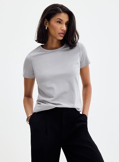 Contemporaine: Le t-shirt col rond coton SUPIMA<sup>MD</sup> &Eacute;cru - Lin pour femme