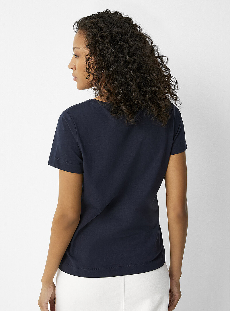 Contemporaine Ecru/Linen SUPIMA&reg; cotton crew-neck T-shirt for women