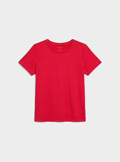 Contemporaine Raspberry/Cherry Red SUPIMA&reg; cotton crew-neck T-shirt for women