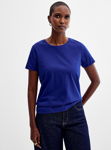 Contemporaine Dark Blue SUPIMA&reg; cotton crew-neck T-shirt for women