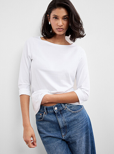 SUPIMA&reg; cotton boat-neck T-shirt