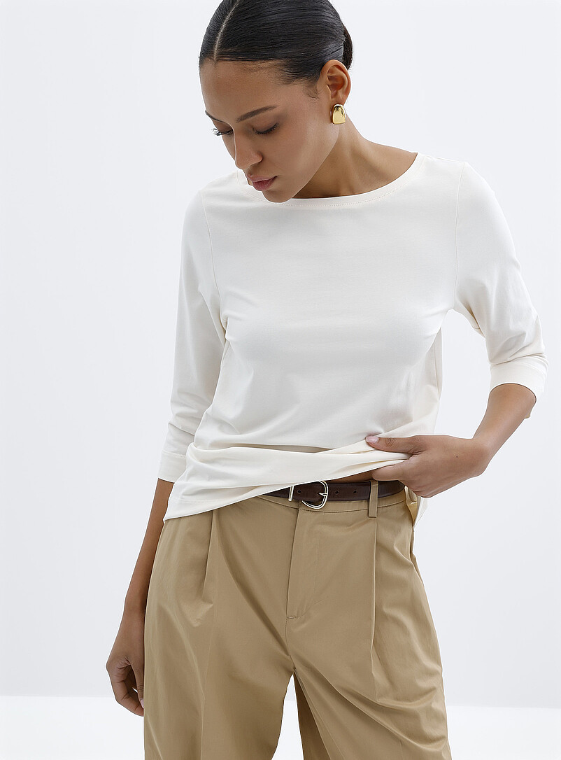 Contemporaine Ochre Yellow SUPIMA&reg; cotton boat-neck T-shirt for women