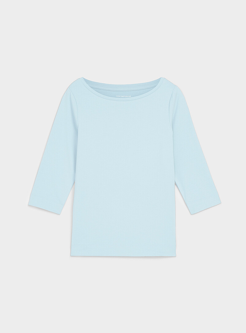 Contemporaine: Le t-shirt col bateau coton SUPIMA<sup>MD</sup> Ocre jaune pour femme
