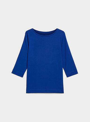 Contemporaine Indigo/Dark Blue SUPIMA&reg; cotton boat-neck T-shirt for women