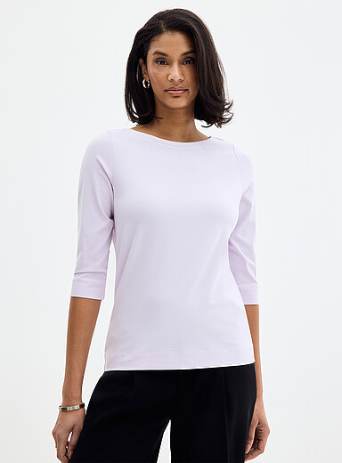 Contemporaine Khaki/Sage/Olive SUPIMA&reg; cotton boat-neck T-shirt for women