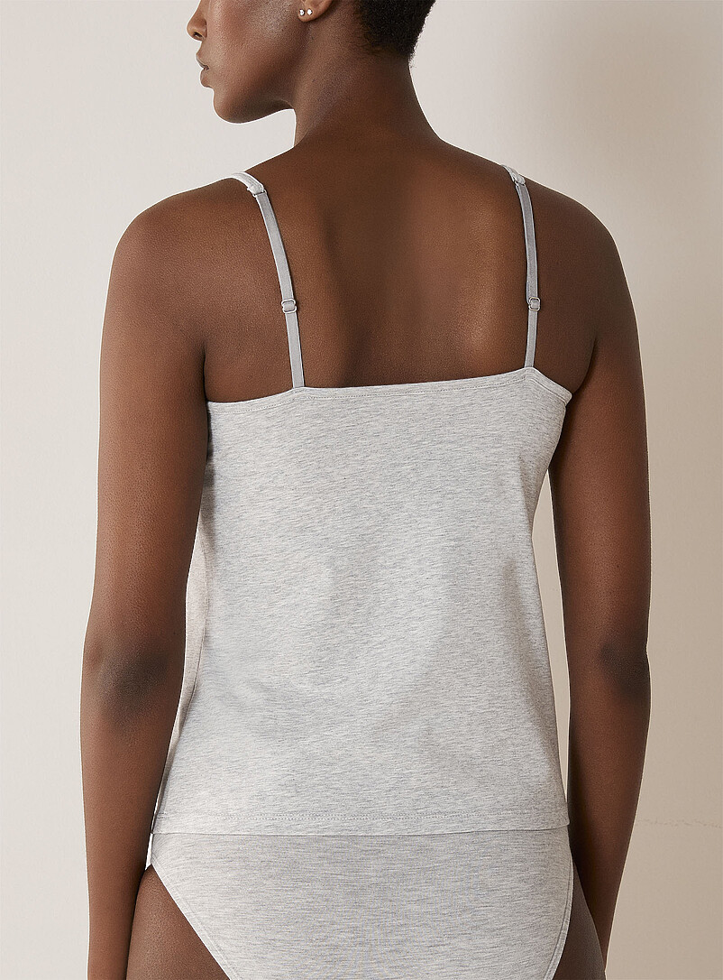Miiyu: La camisole ajust&eacute;e coton SUPIMA<sup>MD</sup> bordure dentelle Gris pour femme