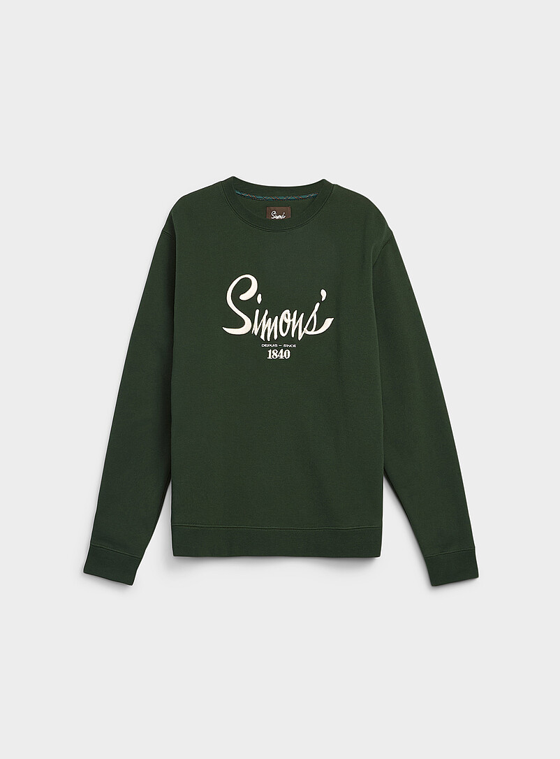 Simons: Le sweat envers molletonn&eacute; broderie 1840 <b>Collection Notre histoire en h&eacute;ritage</b> Unisexe Vert pour femme