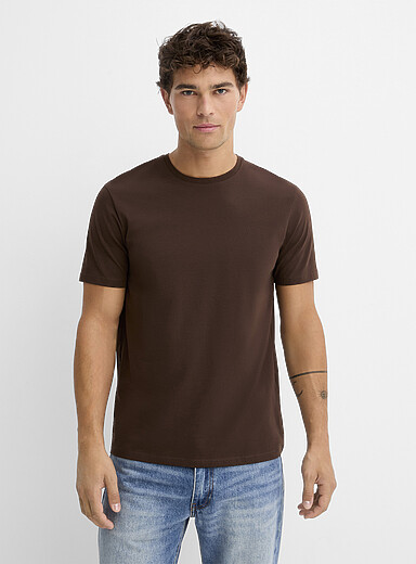 Le 31 Chocolate/Espresso Stretch SUPIMA&reg; cotton T-shirt <b>Standard fit</b> for men