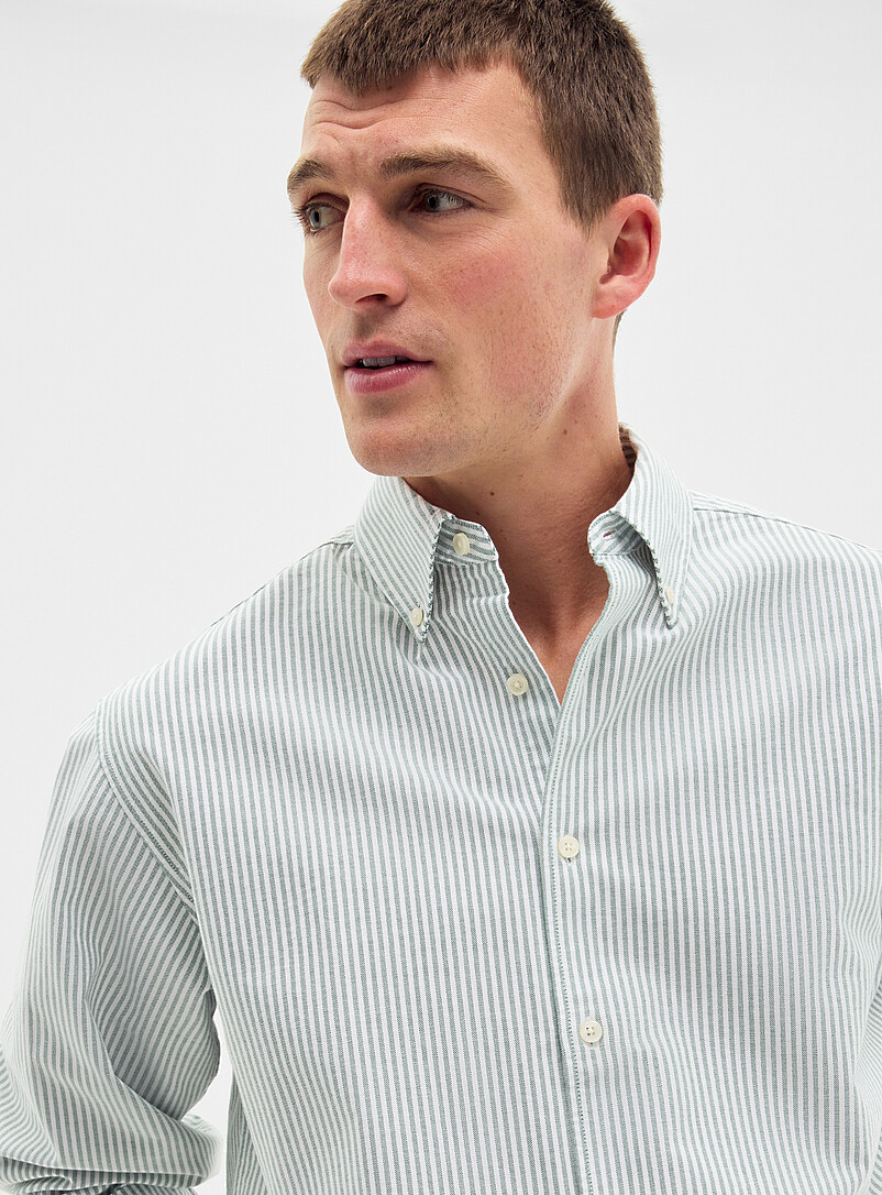 Le 31 Blue Striped Oxford shirt <b>Relaxed fit</b> for men