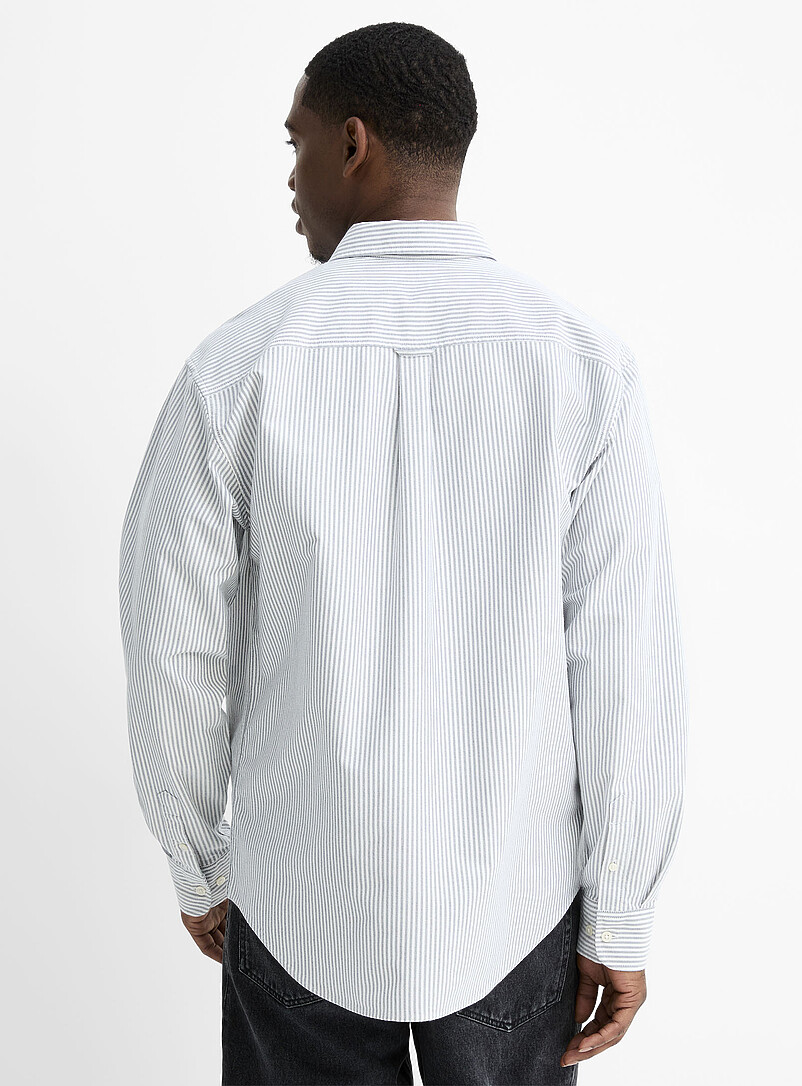 Le 31 Blue Striped Oxford shirt <b>Relaxed fit</b> for men