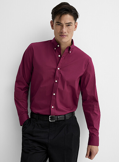 Le 31: La chemise popeline unie <b>Coupe confort</b> Rose pour homme