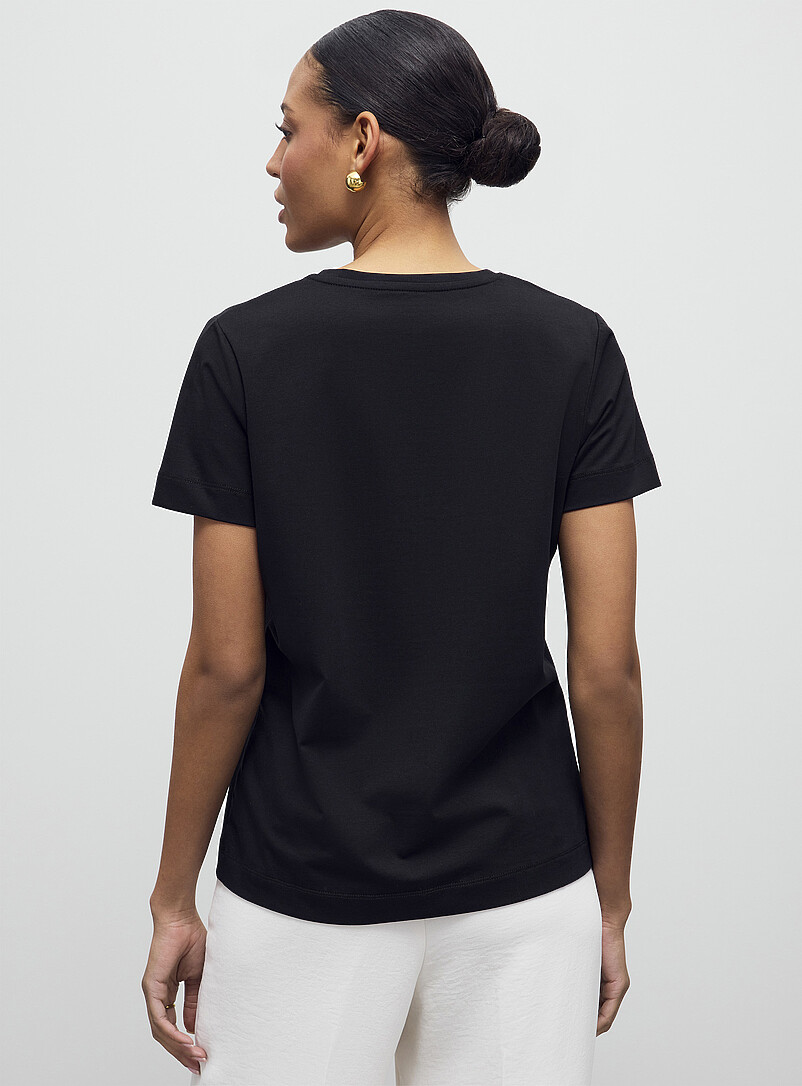 Contemporaine: Le t-shirt col V coton SUPIMA<sup>MD</sup> Noir pour femme
