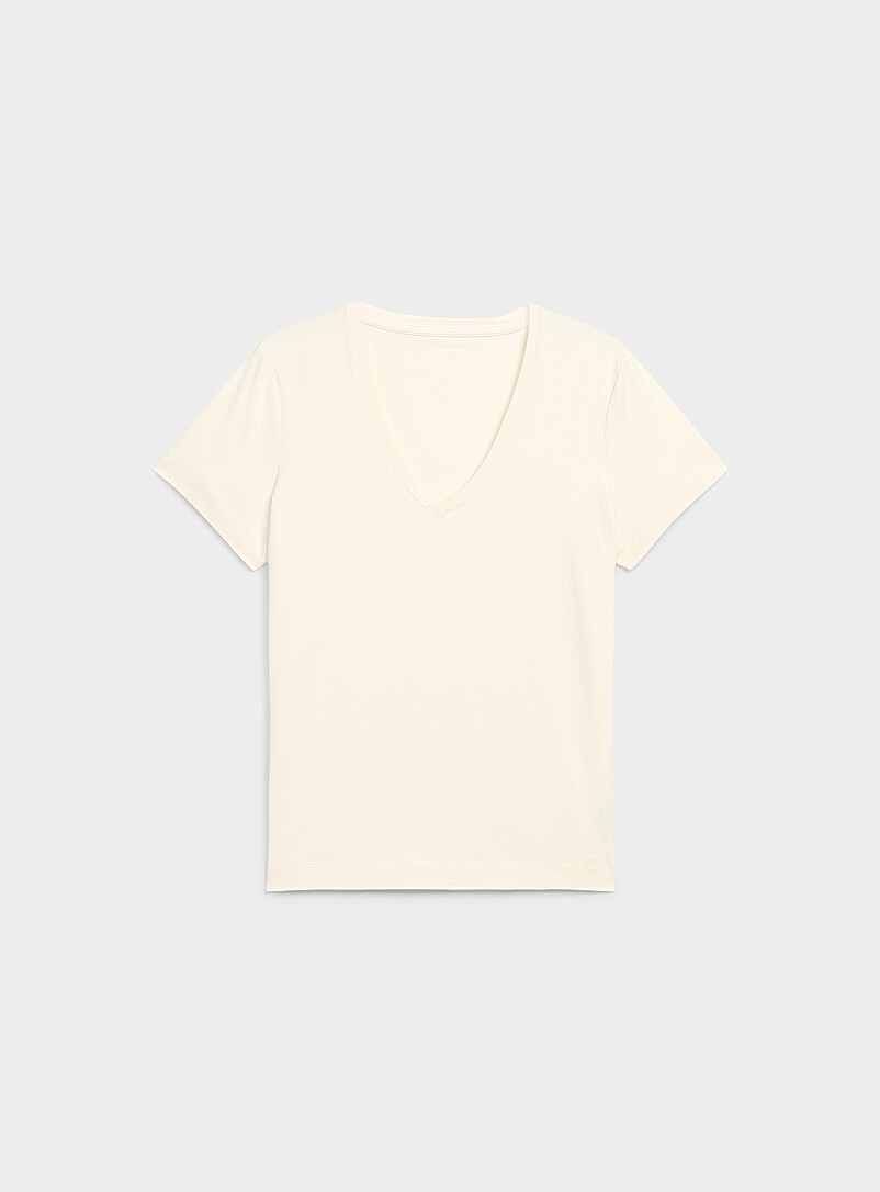 Contemporaine Black SUPIMA&reg; cotton V-neck T-shirt for women