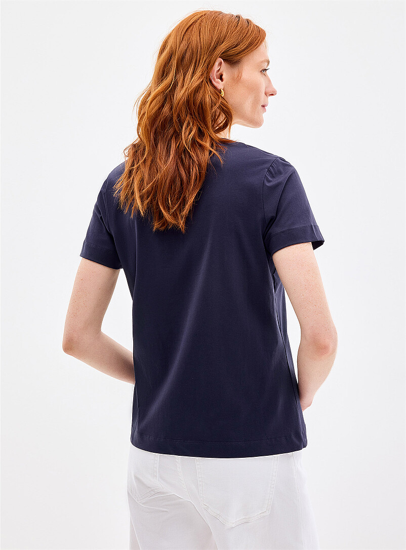 Contemporaine Black SUPIMA&reg; cotton V-neck T-shirt for women